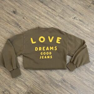 Fred Segal Wrangler Love Dreams Good Jeans Sweatshirt Brown Crop Medium M